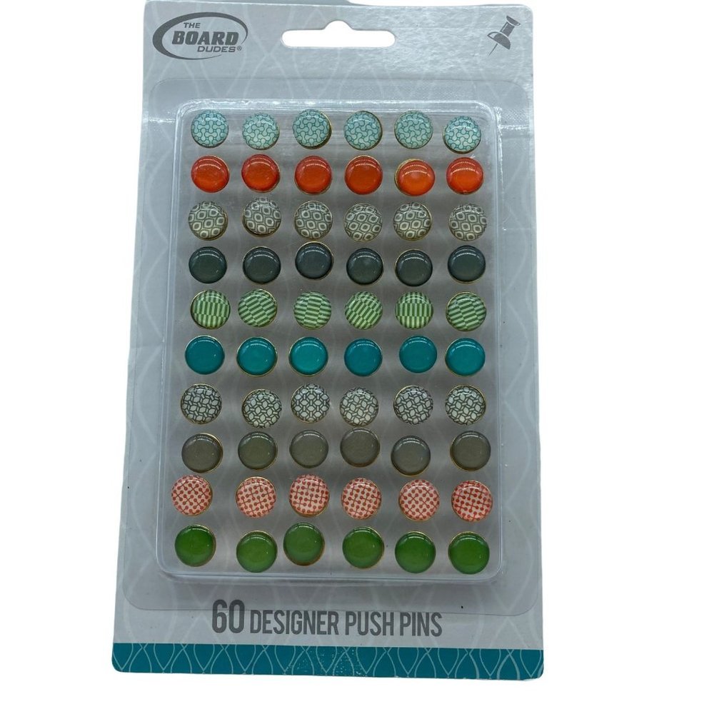 The Board Dudes 60 Designer Thumb Push‎ Pins NEW Unopened Orange Green Blue